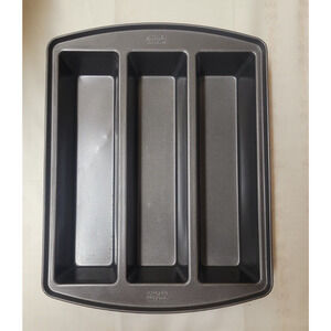 Chicago Metallic Triple Loaf Pan Elongated Heavy Duty 13" x 3" x 2.25" Loaves